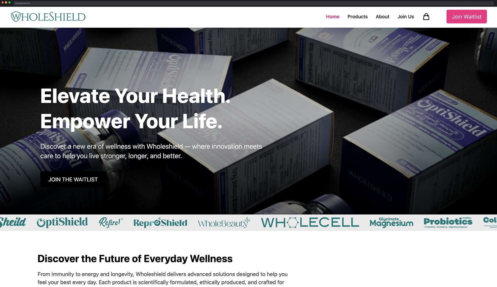 WholeShield Pre-Order Website